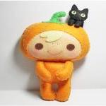 Halloween Pumpkin Kid and Black Cat..